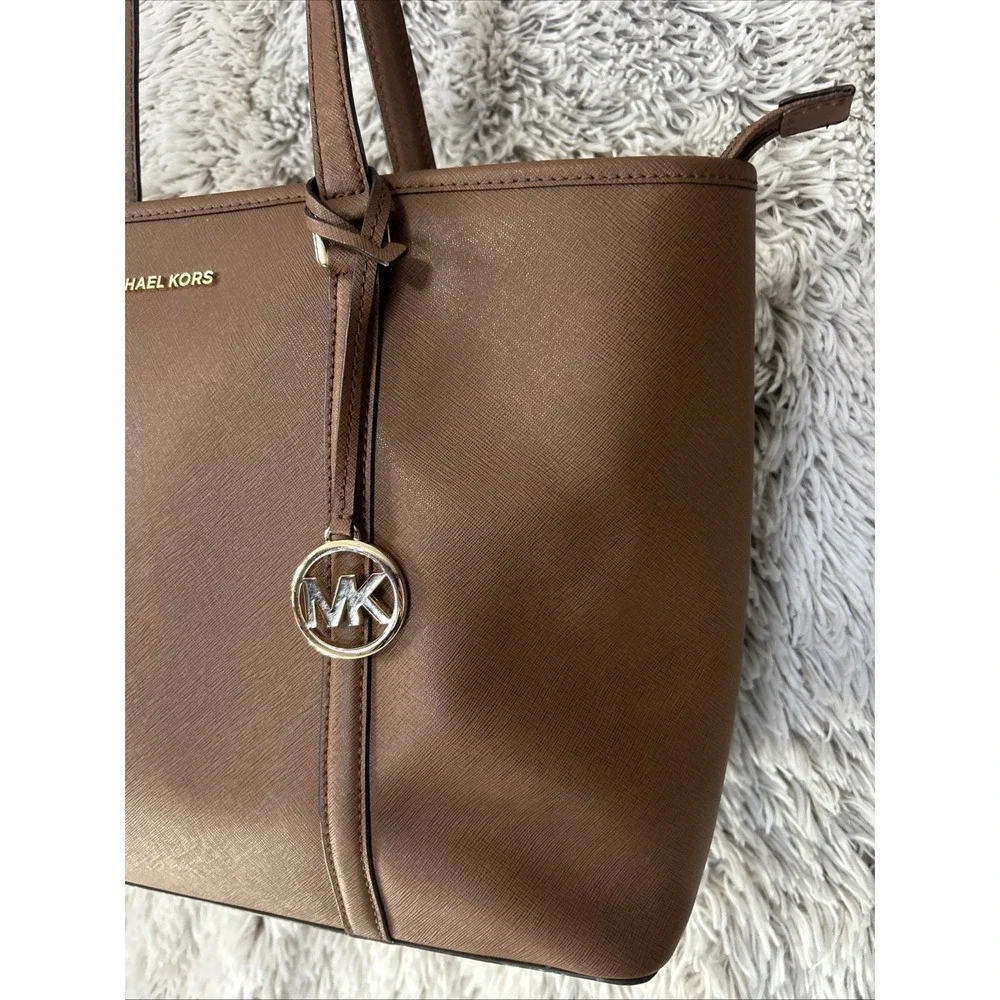 Michael Kors Sady Large Multifunctional Top Zip Tote Brown Laptop Bag EUC